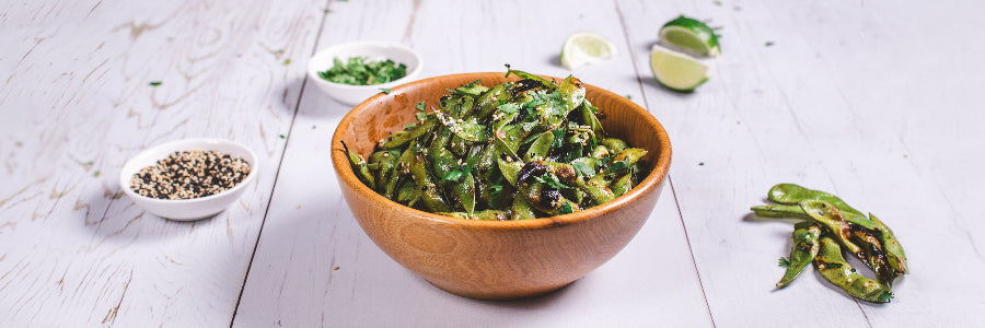 Grillezett szezámos-szójás edamame