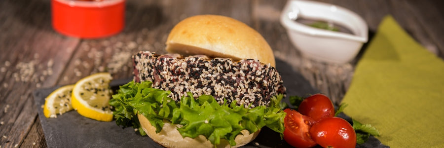 Pirított tonhalburger wasabis majonézzel