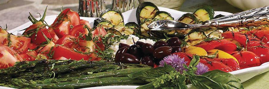 Grillezett zöldségtál bazsalikomos vinaigrette-tel